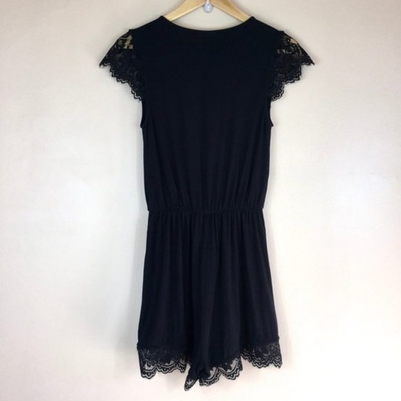 Topshop Viscose V neck Lace Trim Romper sz 6 - Picture 5 of 8